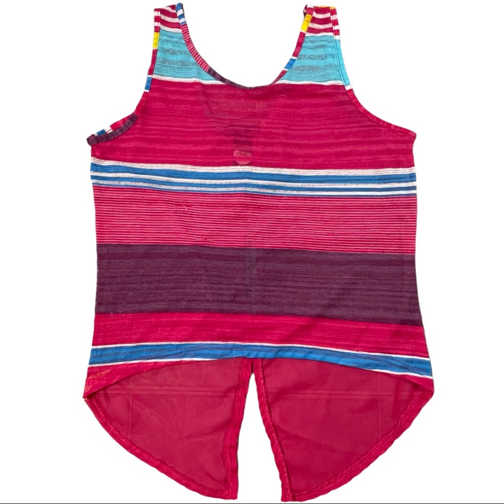 Love by Chelsey size medium sheer pink & blue striped tank split back